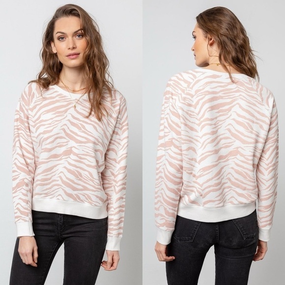 Rails Theo Sweatshirt in Blush Tiger Stripes - Picture 1 of 9